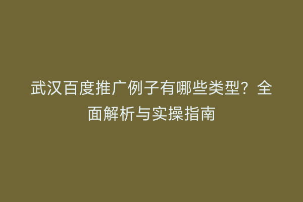 武汉百度推广例子有哪些类型？全面解析与实操指南