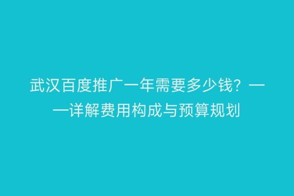 武汉百度推广一年需要多少钱？——详解费用构成与预算规划