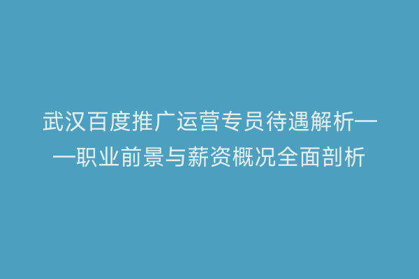 武汉百度推广运营专员待遇解析——职业前景与薪资概况全面剖析