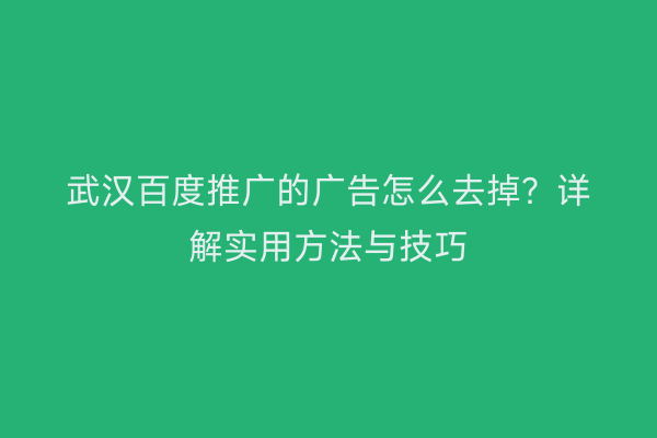 武汉百度推广的广告怎么去掉？详解实用方法与技巧
