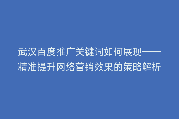 武汉百度推广关键词如何展现——精准提升网络营销效果的策略解析