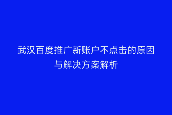 武汉百度推广新账户不点击的原因与解决方案解析