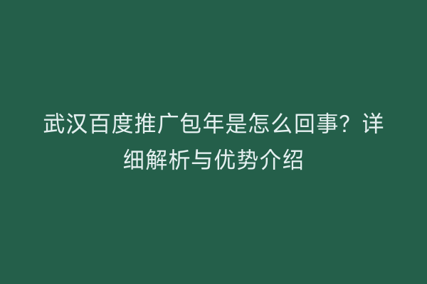 武汉百度推广包年是怎么回事？详细解析与优势介绍