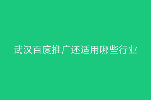 武汉百度推广还适用哪些行业