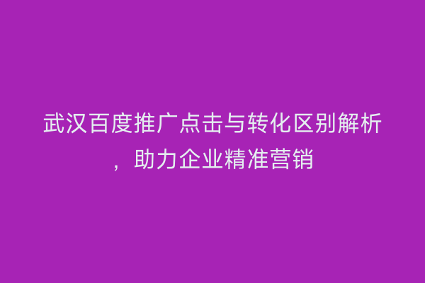 武汉百度推广点击与转化区别解析，助力企业精准营销