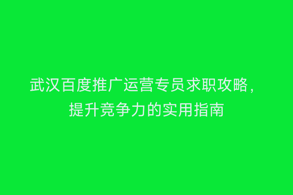 武汉百度推广运营专员求职攻略，提升竞争力的实用指南