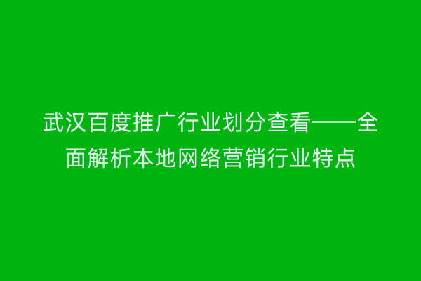 武汉百度推广行业划分查看——全面解析本地网络营销行业特点