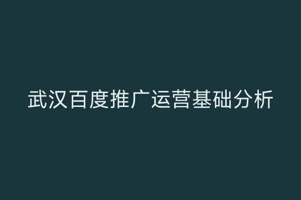 武汉百度推广运营基础分析