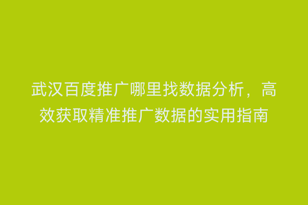 武汉百度推广哪里找数据分析，高效获取精准推广数据的实用指南