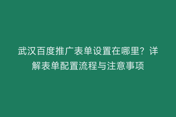 武汉百度推广表单设置在哪里？详解表单配置流程与注意事项