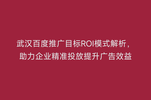 武汉百度推广目标ROI模式解析，助力企业精准投放提升广告效益