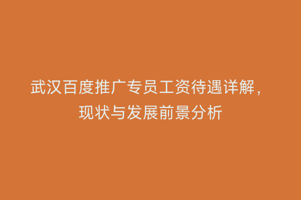 武汉百度推广专员工资待遇详解，现状与发展前景分析