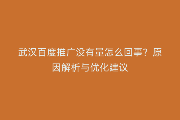 武汉百度推广没有量怎么回事？原因解析与优化建议