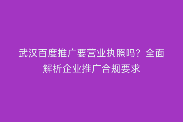 武汉百度推广要营业执照吗？全面解析企业推广合规要求