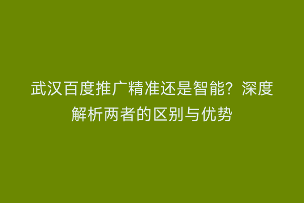 武汉百度推广精准还是智能？深度解析两者的区别与优势