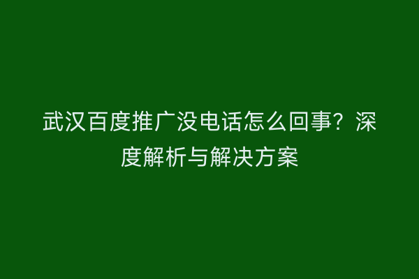 武汉百度推广没电话怎么回事？深度解析与解决方案