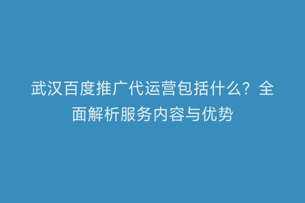 武汉百度推广代运营包括什么？全面解析服务内容与优势