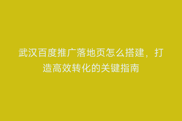 武汉百度推广落地页怎么搭建，打造高效转化的关键指南