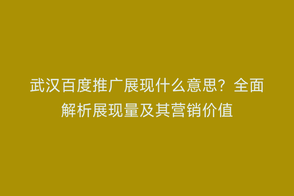 武汉百度推广展现什么意思？全面解析展现量及其营销价值