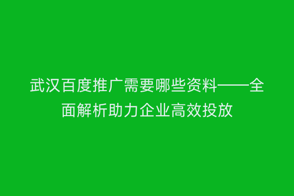 武汉百度推广需要哪些资料——全面解析助力企业高效投放