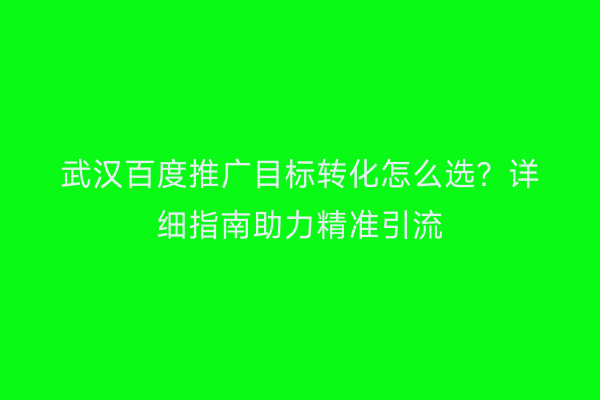 武汉百度推广目标转化怎么选？详细指南助力精准引流