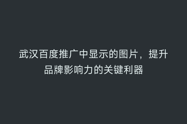 武汉百度推广中显示的图片，提升品牌影响力的关键利器