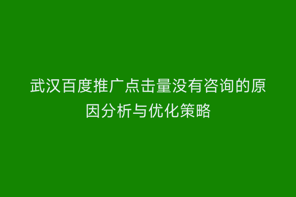 武汉百度推广点击量没有咨询的原因分析与优化策略