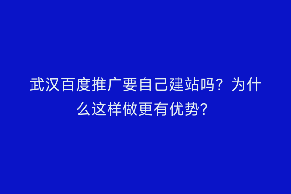 武汉百度推广要自己建站吗？为什么这样做更有优势？