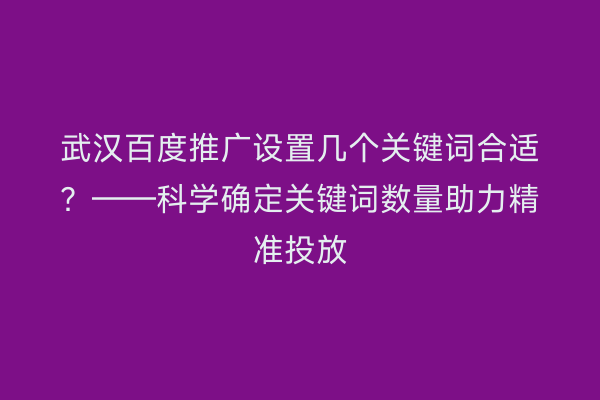 武汉百度推广设置几个关键词合适？——科学确定关键词数量助力精准投放