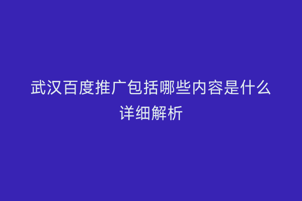 武汉百度推广包括哪些内容是什么详细解析