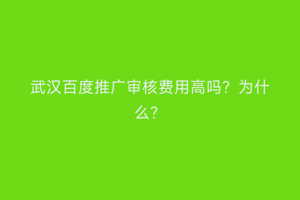 武汉百度推广审核费用高吗？为什么？