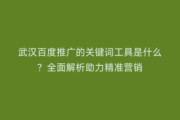 武汉百度推广的关键词工具是什么？全面解析助力精准营销
