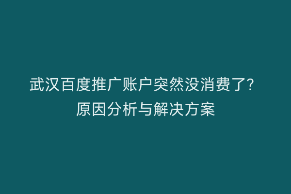 武汉百度推广账户突然没消费了？原因分析与解决方案