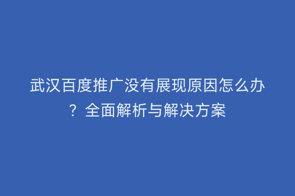 武汉百度推广没有展现原因怎么办？全面解析与解决方案