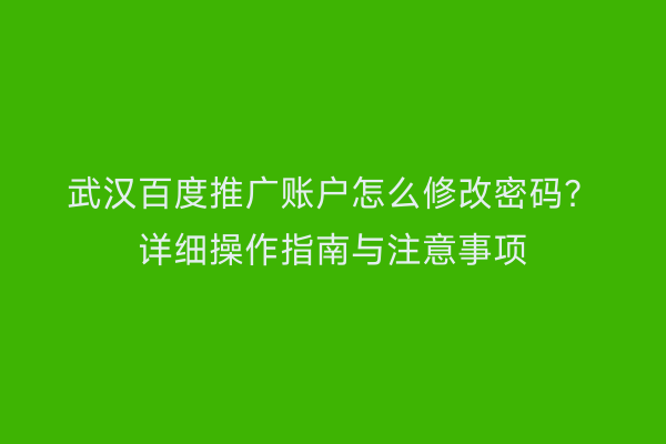 武汉百度推广账户怎么修改密码？详细操作指南与注意事项