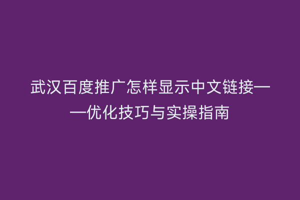 武汉百度推广怎样显示中文链接——优化技巧与实操指南