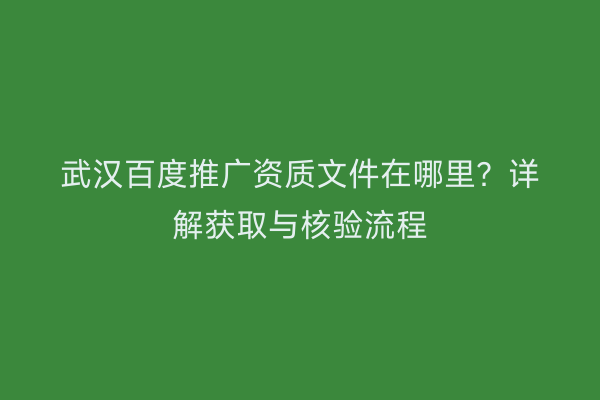 武汉百度推广资质文件在哪里？详解获取与核验流程