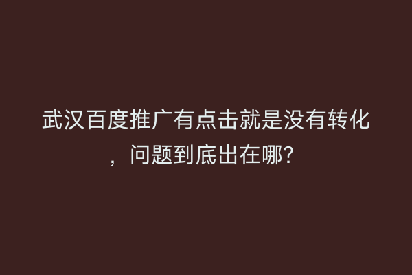 武汉百度推广有点击就是没有转化，问题到底出在哪？