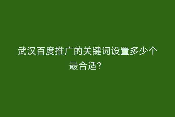 武汉百度推广的关键词设置多少个最合适？