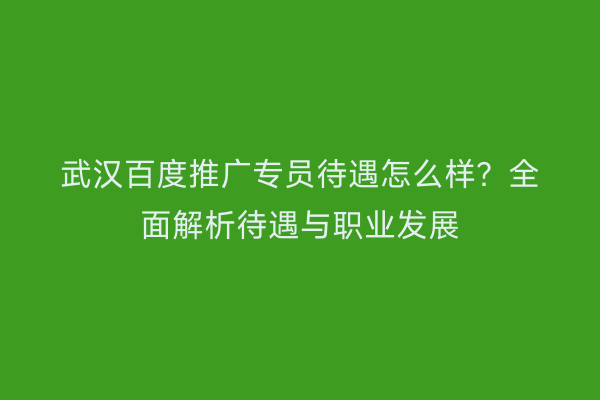武汉百度推广专员待遇怎么样？全面解析待遇与职业发展