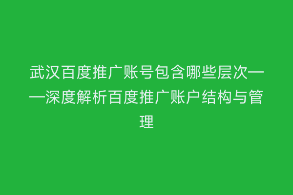 武汉百度推广账号包含哪些层次——深度解析百度推广账户结构与管理