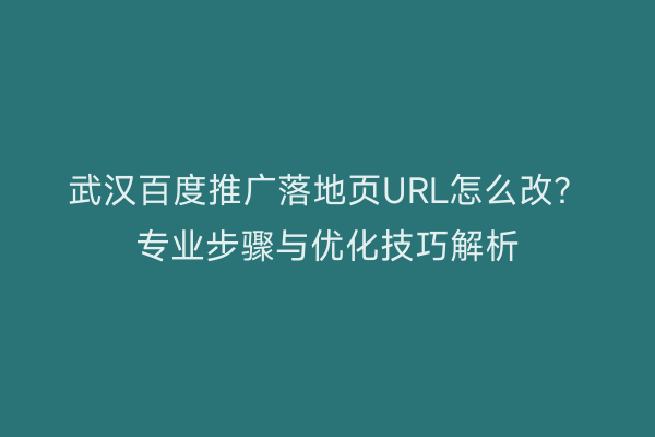 武汉百度推广落地页URL怎么改？专业步骤与优化技巧解析