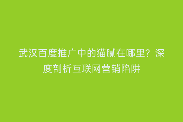 武汉百度推广中的猫腻在哪里？深度剖析互联网营销陷阱