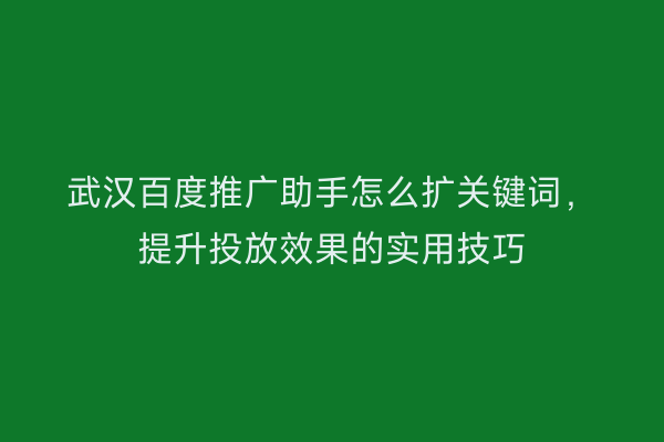 武汉百度推广助手怎么扩关键词，提升投放效果的实用技巧