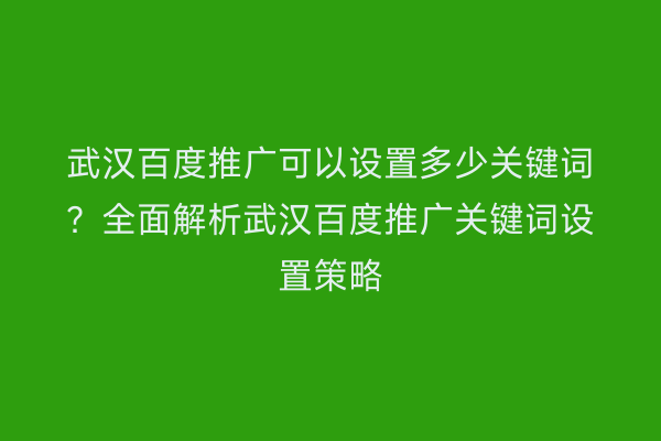 武汉百度推广可以设置多少关键词？全面解析武汉百度推广关键词设置策略