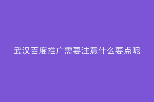 武汉百度推广需要注意什么要点呢