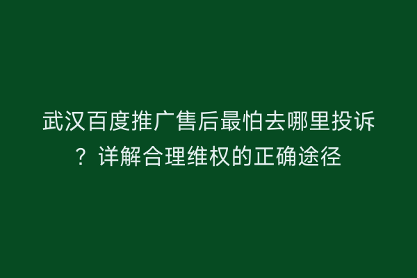 武汉百度推广售后最怕去哪里投诉？详解合理维权的正确途径