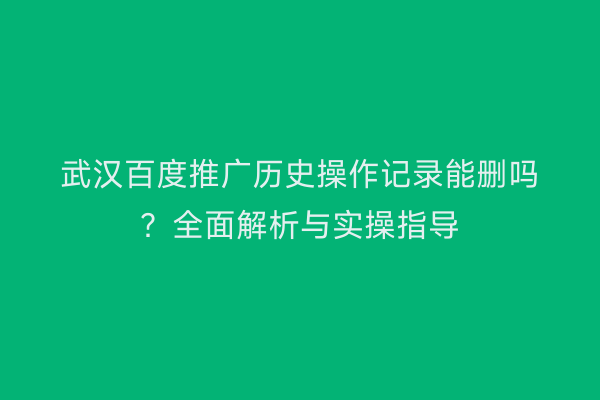 武汉百度推广历史操作记录能删吗？全面解析与实操指导