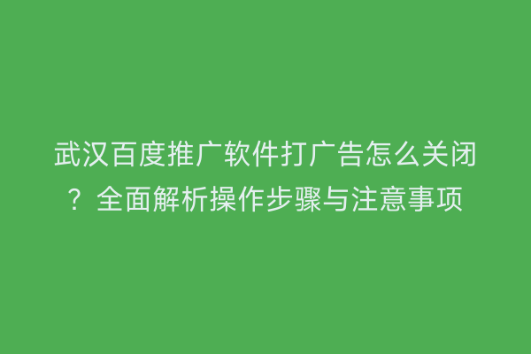 武汉百度推广软件打广告怎么关闭？全面解析操作步骤与注意事项