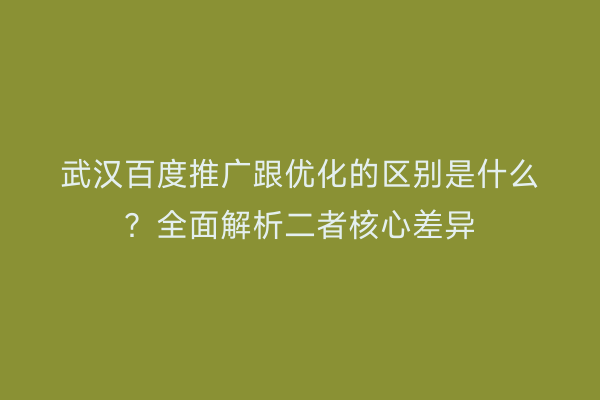 武汉百度推广跟优化的区别是什么？全面解析二者核心差异